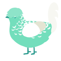 A mint and white chicken with a half-lace pattern