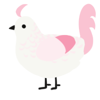A white and rose chicken with a half-lace pattern
