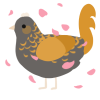 A grey and orange chicken with a half-lace pattern