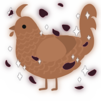 A brown chicken with a lace pattern