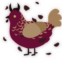 A maroon and brown chicken with a half-lace pattern