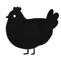 A black chicken with a head pattern