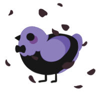 A black and indigo chicken with a head pattern