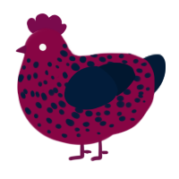 A maroon and tumblr chicken with a speckle pattern