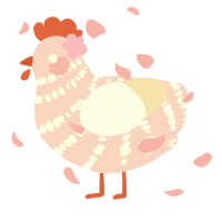 A rose and cream chicken with a bar pattern