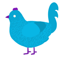 Bisky Bluesky, a cerulean chicken with a double-lace pattern