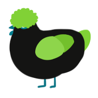 A black and grass chicken