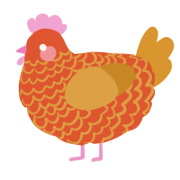 A vermilion and orange chicken with a lace pattern