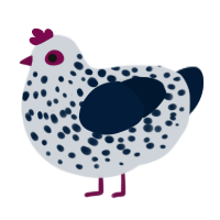 A mist and tumblr chicken with a speckle pattern