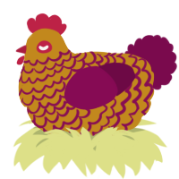 A ochre and wine chicken with a lace pattern