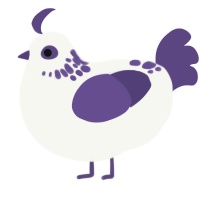 A white and overcast chicken with a neck-speckle pattern