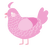 A pink chicken with a lace pattern