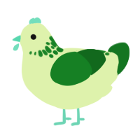 A apple and leaf chicken with a neck-speckle pattern