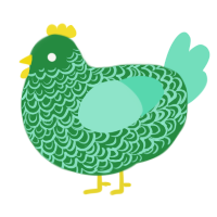 A viridian and mint chicken with a double-lace pattern