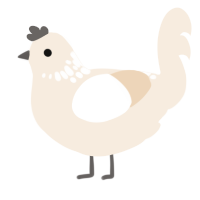 A cream chicken with a neck-speckle pattern