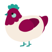 A cream and maroon chicken with a head pattern