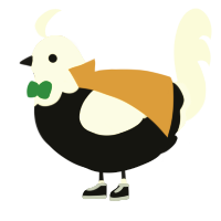 A black and white chicken with a head pattern