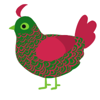 A leaf and crimson chicken with a double-lace pattern