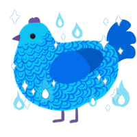 Twitter premium, a cerulean and ultramarine chicken with a double-lace pattern