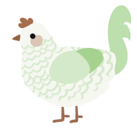 A white and gluppy chicken with a lace pattern