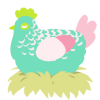 A mint and rose chicken with a half-lace pattern