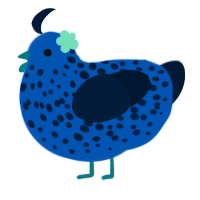 A ultramarine and tumblr chicken with a speckle pattern
