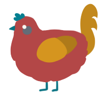 A red and ochre chicken