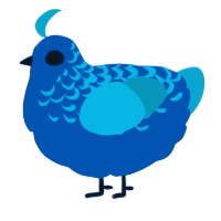 A ultramarine and cerulean chicken with a half-lace pattern