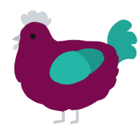A wine and turquoise chicken