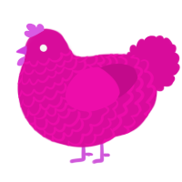 A fuchsia chicken with a lace pattern