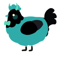 A vermilion and white chicken with a head pattern