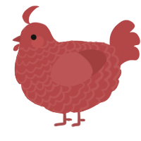 A red chicken with a lace pattern