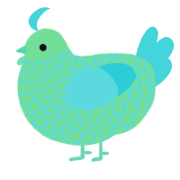 A spring and aqua chicken with a lace pattern