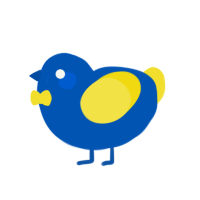 A ultramarine and yellow chicken