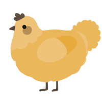 A honey chicken with a head pattern