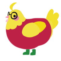 A crimson and yellow chicken with a head pattern