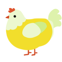 A yellow and apple chicken with a head pattern