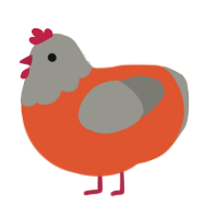 Trespassing, a vermilion and ash chicken with a head pattern