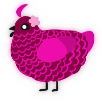 A maroon and fuchsia chicken with a lace pattern