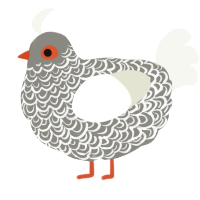 A ash and white chicken with a double-lace pattern