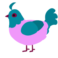 A lavender and sea chicken with a head pattern