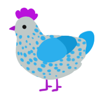 A silver and sky chicken with a speckle pattern