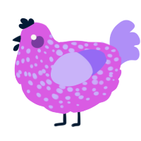A orchid and lilac chicken with a speckle pattern