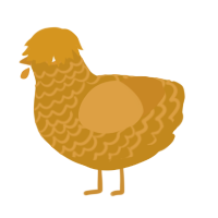 A ochre and orange chicken with a lace pattern