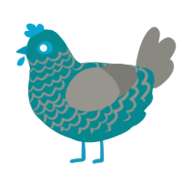 A teal and ash chicken with a lace pattern