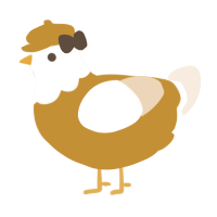 A gold and cream chicken with a head pattern