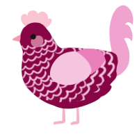 A maroon and pink chicken with a lace pattern