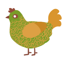A chartreuse and orange chicken with a double-lace pattern