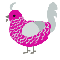 A fuchsia and silver chicken with a lace pattern