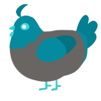 A grey and sea chicken with a head pattern